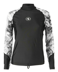 Aqua Lung Women's Long Sleeve Aqua Rash Guard Black/White