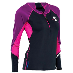 ScubaPro UPF 50 Zippered Channel Flow Women's Rash Guard - Pink/Purple/Black