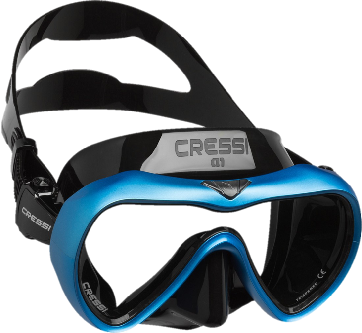 Cressi A1 Mask w Anti-Fog Lens - Black & Blue