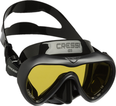 Cressi A1 Mask w Anti-Fog Lens - Black & Graphite - Yellow Lens