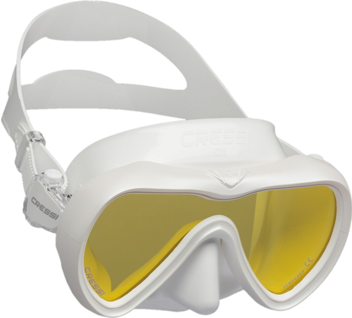 Cressi A1 Mask w Anti-Fog Lens - White - Yellow Lens