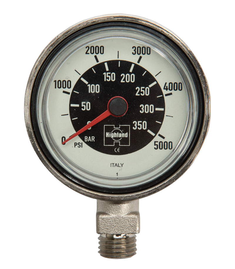 Highland Thin-Line Pressure Gauge Complete Dual Scale