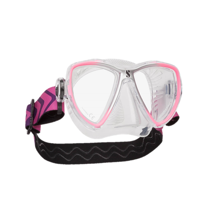 ScubaPro Synergy Mini Mask w Comfort Strap Pink Silver and Clear Skirt