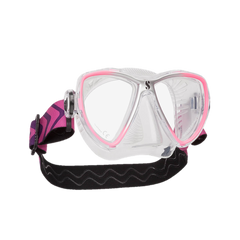 ScubaPro Synergy Mini Mask w Comfort Strap Pink Silver and Clear Skirt