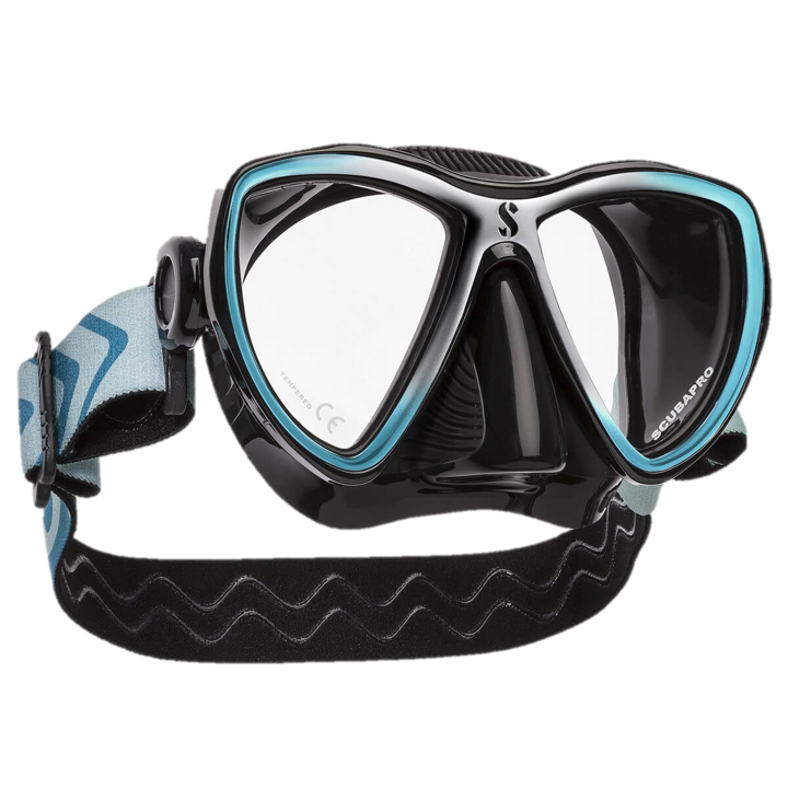 ScubaPro Synergy Mini Mask with Comfort Strap Turquoise Silver with Black Skirt
