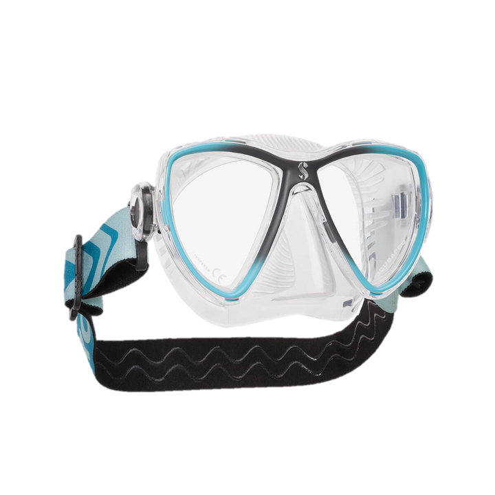 ScubaPro Synergy Mini Mask with Comfort Strap Turquoise Silver and Clear Skirt