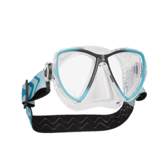 ScubaPro Synergy Mini Mask with Comfort Strap Turquoise Silver and Clear Skirt