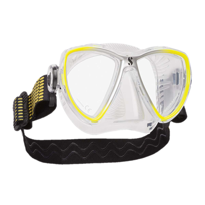 ScubaPro Synergy Mini Mask w Comfort Strap Yellow Silver with Clear Skirt