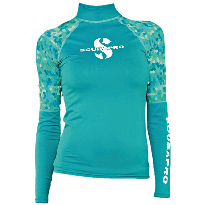 Caribbean Rash Guard Womens, Long Sleeve (UPF50)- Teal