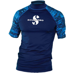 ScubaPro Aegean Rash Guard Mens, Short Sleeve (UPF50) - Blue