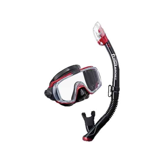 Tusa Visio Tri-Ex Adult Combo Snorkel Set - Red