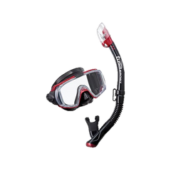 Tusa Visio Tri-Ex Adult Combo Snorkel Set - Red